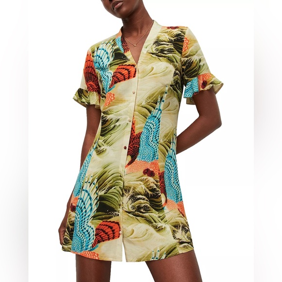 AllSaints Faye Swoop Mini Dress - Picture 1 of 9